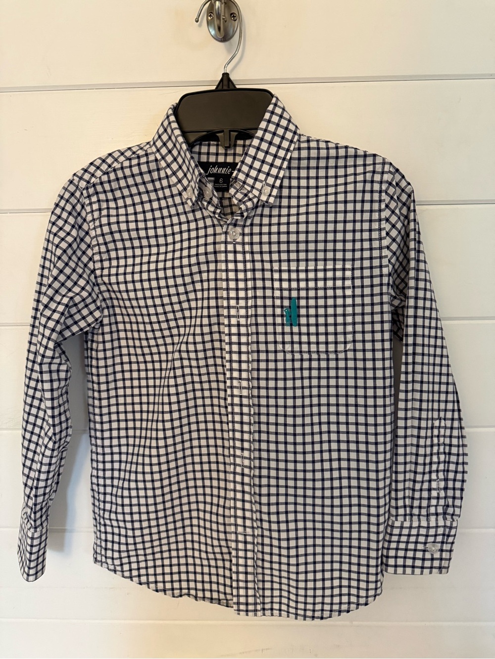 johnnie-O boys youth black and White Check Button-Down Shirt